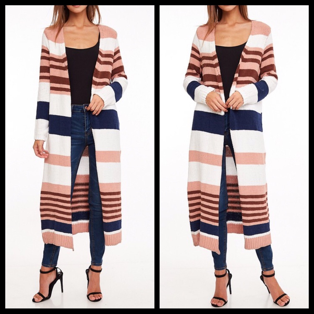 5 🌟Sasha Striped Long Cardigan - Picture 3 of 5